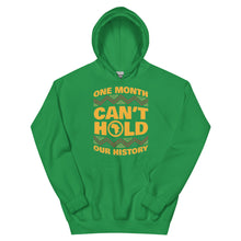 Load image into Gallery viewer, Unisex “One Month Can’t Hold Our History” Hoodie
